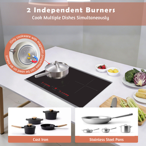 Nuevas Tendencias 2026: Placa de Cocción Integrada de 5000W con 2 Quemadores, Panel Cerámico, Multifunción, Inducción Eléctrica para Uso Doméstico - Product Image 5