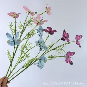 Qiye <b>Artificial</b> <b>Flowers</b> Simulated Butterfly <b>Flower</b> Single Stem 4 Heads Silk <b>Flower</b> Wedding Festival Decorations Commercial - Product Image 4