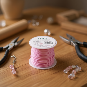 ILAN <b>Elastic</b> <b>Cord</b> 1.2mm 10M Pink Color For Crafting Jewelry Making - Product Image 3