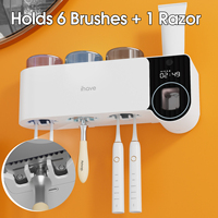Support mural UV pour brosses à dents, organiseur de salle de bain, stérilisateur intelligent à capteur UV pour brosses à dents