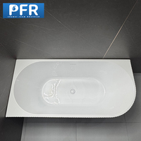 Baignoire ovale autoportante moderne en acrylique blanc, écologique, en surface solide, avec drain, longueur 1,7 m, garantie 5 ans, pour salle de bain