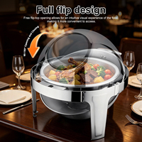 Chauffe-Plats Buffet en Acier Inoxydable 6L pour Hôtels, avec Couvercle Rabattable, Chauffage à l'Alcool et Électrique pour Réceptions et Banquets