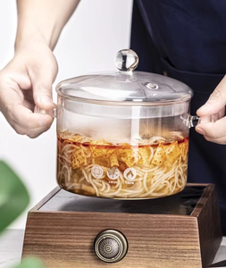 Pentola in Vetro Borosilicato ad Alta Resistenza al Calore, Utensile da Cucina per Fornelli a Gas, Adatta per Cucinare e Conservare Alimenti - Product Image 4
