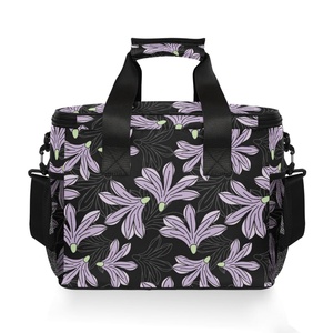 New Arrival Hawaiian Flower Nylon Fabric Custom Design Thermal Food Storage Insulated Portable Picnic Cooler Bag for Outdoor - Product Image 2
