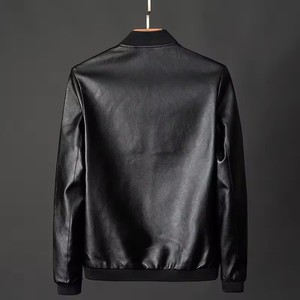 Giacca in Pelle da Uomo alla Moda, Personalizzata, con Colletto Alto, Stile Motociclista, Cappotto Bomber in Pelle - Product Image 3