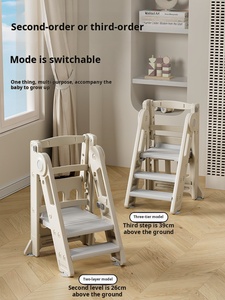 Torre di apprendimento con schienale protettivo, <span class=keywords><strong>sedia</strong></span> da pranzo multifunzione regolabile e sicura per bambini, seggiolone pieghevole per l'alimentazione del neonato - Product Image 2