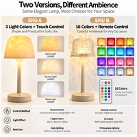 Lampe de table à effet d'ondulation d'eau à 16 couleurs changeantes avec télécommande, veilleuse LED rechargeable pour chambre à coucher, décoration d'ambiance de chevet