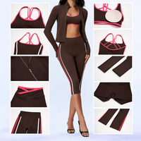 Nouvel ensemble de sport 6 pièces pour femme avec LOGO personnalisé, comprenant soutien-gorge, débardeur, short et legging capri, séchage rapide et respirant, idéal pour la course et le fitness