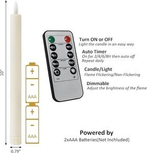 Velas <span class=keywords><strong>de</strong></span> Pilar sin Llama, con Llama Parpadeante 3D, Velas LED que Funcionan con Baterí<span class=keywords><strong>a</strong></span>, Ecológicas, con Control Remoto, Decoración para Bodas y Hogar - Product Image 3