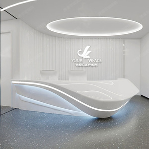 Mostrador de Recepción Q021 Artístico, Robusto, Irregular, de FRP con Doble Curvatura y Forma de Ola Orgánica para Oficina y Centro de Spa - Product Image 3