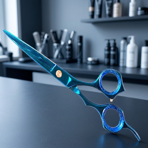 Ciseaux de coiffure professionnels ASAP à lame droite en acier inoxydable de 6 pouces, manche long, pour droitiers, avec vis réglable - Product Image 2