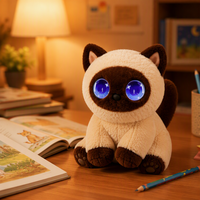 Peluche chaton super douce de 30 cm avec capteur tactile, conforme CPSIA, pour l'éducation précoce, compagnon de bureau, décoration, anti-stress