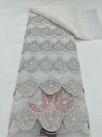 NI.AI Dentelle de tulle brodée de perles de luxe, or champagne, avec motif écailles de poisson symétrique et surpiqûres de qualité supérieure, pour tissu de tenue de cérémonie