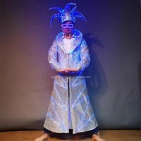 Traje de payaso con luz LED para Night Club KTV Out Wine Bar Performance Halloween Navidad y Diwali Atmosphere Props Costume