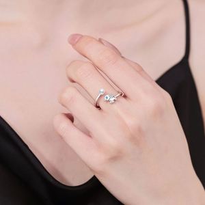 <b>Silver</b> Plated Gold Plated Cute Elephant Pearl <b>Ring</b> for Women Fine Jewelry Index Finger Open Size <b>Adjustable</b> Copper for Weddings - Product Image 4