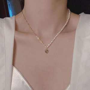 Collana in Argento Sterling S925 con Cuore e Perle d'Acqua Dolce a Forma di Spigolo 5-6mm, Catena AB per Signore - Product Image 5