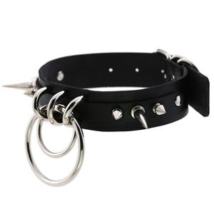 Collier ras du <span class=keywords><strong>cou</strong></span> punk cool pour femmes et hommes, style gothique, avec cœurs à pointes, en cuir PU, clouté, pour motards, mode rock - Product Image 3