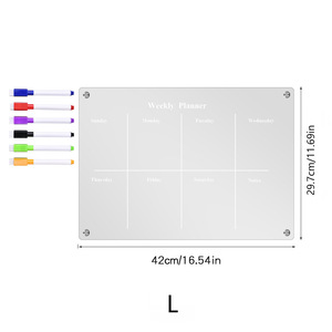 Tableau magnétique pour réfrigérateur Tableau d'écriture en acrylique magnétique clair Réfrigérateurs Calendrier Réfrigérateur Planificateur <span class=keywords><strong>hebdomadaire</strong></span> - Product Image 6