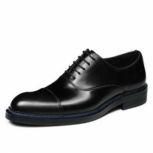Chaussures Oxford pour hommes à bout pointu en cuir véritable, lacets, semelle en caoutchouc, pour le bureau, toutes saisons, résistantes à l'abrasion - Product Image 1