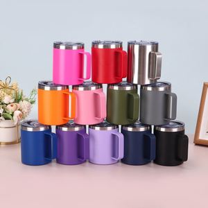 Customized Logo Stainless Steel Vacuum Insulated <b>Coffee</b> Mug with Handle Lid Multiple Colors 12oz Leak-Proof BPA Free Office Cup - Product Image 5