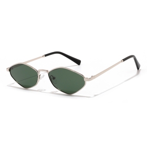 Lunettes de soleil unisexes œil de chat, monture en métal, verres verts, protection UV 100%, style tendance pour adultes - Product Image 1