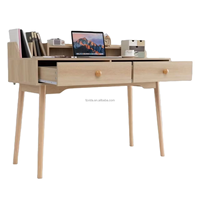Bureau PC Moderne Grand Format pour Télétravail, Design Simple, Table d'Écriture en Bois Durable avec Étagère de Rangement Intégrée, Gain de Place