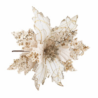 Décoration de Noël Écologique : Fleurs Artificielles en Tissu à Paillettes pour Arbre de Noël