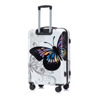 Valise de cabine légère unisexe imprimée anti-UV classique 3 1 en ABS avec papillon 3pcs roues pivotantes blanches