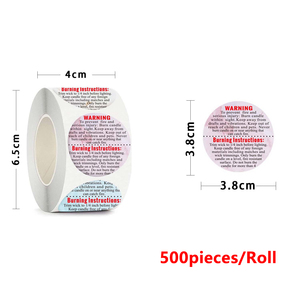 Stiker Peringatan Lilin Bulat 1,5 Inci Pengiriman Cepat, Label Peringatan Keselamatan Tahan Air untuk Wadah Lilin Soy Wax Votives - Product Image 3