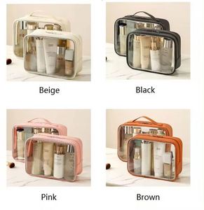 Ulikeke Waterproof PU Leather PVC Clear Zipper Travel Toiletries Bag Beauty Cosmetic Bag - Product Image 2
