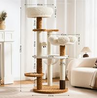 Grand arbre à chat de luxe en bois et peluche, structure d'escalade pour salon intérieur, toutes saisons, avec poste à griffer et abri chaud pour l'hiver