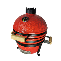 Barbecue argentin 16 pouces en céramique rouge en forme de Kamado avec rôtissoire sur table pour la cuisson de kebab