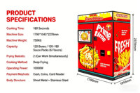 Máquina Expendedora de Papas Fritas con Monitoreo Remoto, Múltiples Opciones de Pago, Pantalla de 32 Pulgadas, Capacidad para 120 Chips, en Venta