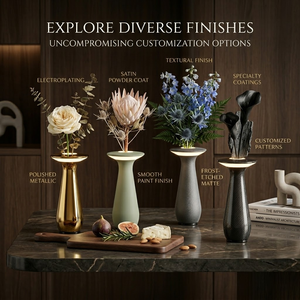 Lampe de table d'ambiance de luxe brevetée aux États-Unis, personnalisable, texturée, électroplaquée, rechargeable et sans fil, en forme de vase, de qualité supérieure - Product Image 1