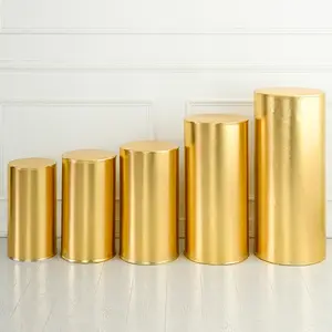 Shiny Metallic Fabric Plinth Covers Dessert Cake Stand Cover Party Wedding Cylinder Plinth Stand Pedestal Cover