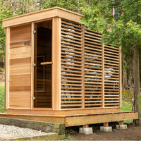 Sauna extérieur en bois massif de luxe, nouvelle conception, pour 2-3 personnes, sauna traditionnel en forme de cube pour villa