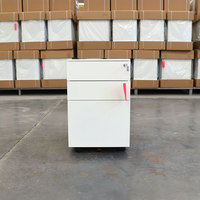 Meubles de bureau en acier métallique assemblés : Meuble de rangement mobile moderne avec 3 tiroirs et serrure à clé, idéal pour le classement.