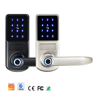 Serrure électronique numérique mini biométrique Wifi Tuya/TTlock App, capacité 250 empreintes digitales, compatible bois, loquet simple, US