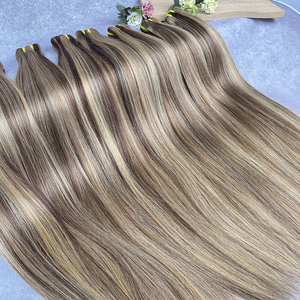 Extensions de cheveux humains lisses P4/27, mèches de cheveux vierges à deux tons, brun et <span class=keywords><strong>blond</strong></span> miel, extensions lisses et soyeuses - Product Image 2