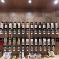Étagères de présentation de noix complètes à alimentation par gravité pour les magasins zéro déchet, bac à nourriture en vrac pour les grains de café