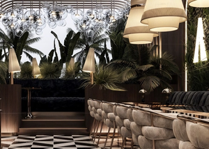 Diseño de Interiores de Restaurantes en Dubái, Paneles de Madera para Paredes, Sillas y Mesas para Comedor de Hotel, Asientos de Barra, Muebles para Bar y Lounge - Product Image 3
