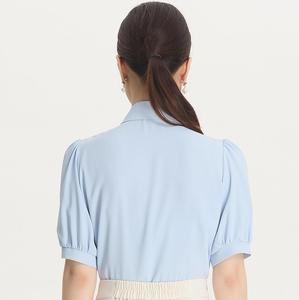 Blusa <span class=keywords><strong>de</strong></span> Gasa con Lazo y Manga Corta para Mujer, Resistente a las Arrugas, para Oficina, Maestra, Entrevista <span class=keywords><strong>de</strong></span> <span class=keywords><strong>Trabajo</strong></span>, Uniforme - Product Image 5