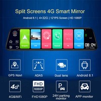 12 pouces 4G voiture DVR caméra 4 + 32G Android 8.1 GPS BT WiFi Dash Cam rétroviseur 1080P enregistreur vidéo Gps Navigation