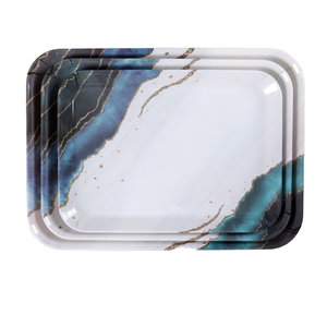 Fábrica personalizada nórdica mármol pintura estilo Rectangular galleta taza fruta bandeja plana 3 Set 12 13,5 15 pulgadas - Product Image 1