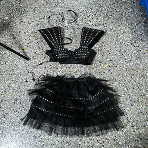 ชุดเดรสผู้หญิง LED สีรุ้งพร้อมกระโปรงเรืองแสงและที่คาดผมสำหรับการแสดงบนเวทีงานเต้นรำ - Product Image 3