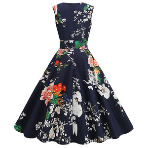 Robe d'été Vintage en coton pour femmes, grande taille, motif Floral, <span class=keywords><strong>Rockabilly</strong></span>, rétro, balançoire, <span class=keywords><strong>Rock</strong></span> N Roll, Pinup, danse, cercle, 1950s, 60s - Product Image 2