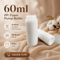 Flacon pompe à mousse avec brosse 60 ml en PET, distributeur de savon moussant vide pour nettoyant de chaussures, pour l'élimination des taches, format voyage portable