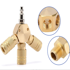 Séparateur d'air 1/4 pouce NPT, collecteur d'air à 3 voies avec 3 raccords rapides industriels en laiton - Product Image 5