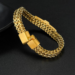 Bracciale da Uomo Hip Hop Vintage alla Moda in Acciaio Inossidabile Placcato Oro, Catena Spessa Stile Punk con Albero della Vita - Product Image 5