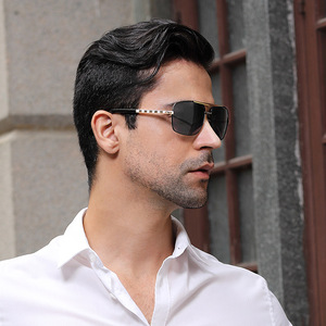 Gafas de sol Attitude para hombre, montura metálica dorada, protección UV400, lentes cuadradas de PC para conducir, viajar, moda - Product Image 5